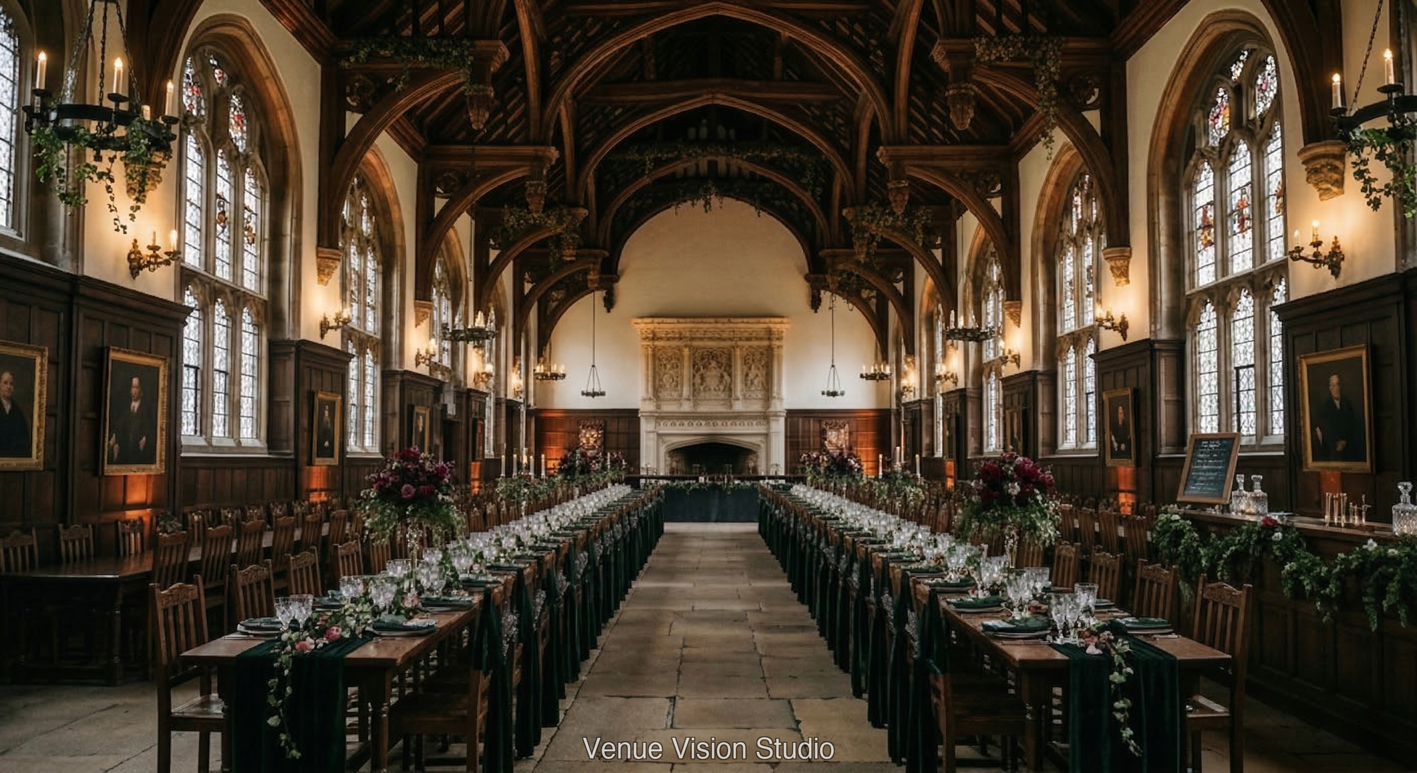 Ashstone University - Reception Room - Classic Wealth wedding theme - AI Visualisation