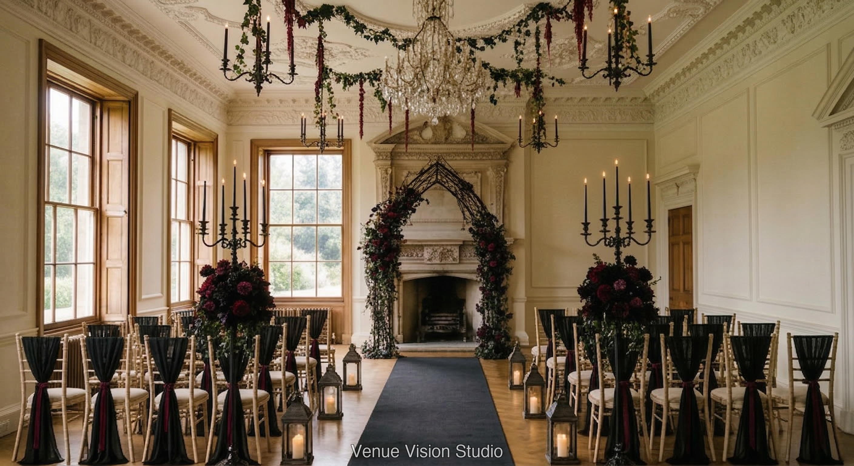 Ashworth Manor - Ceremony Room - Gothic Wedding wedding theme - AI Visualisation
