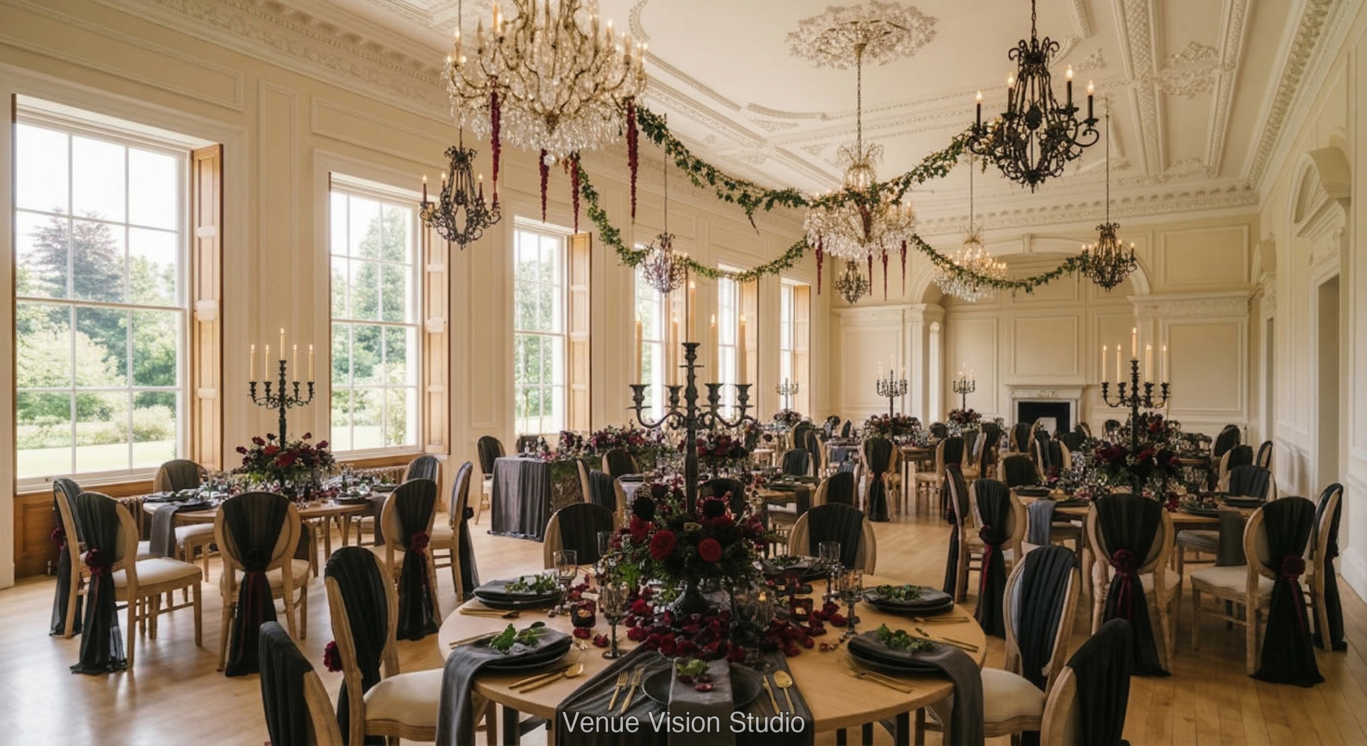 Ashworth Manor - Reception Room - Gothic Wedding wedding theme - AI Visualisation