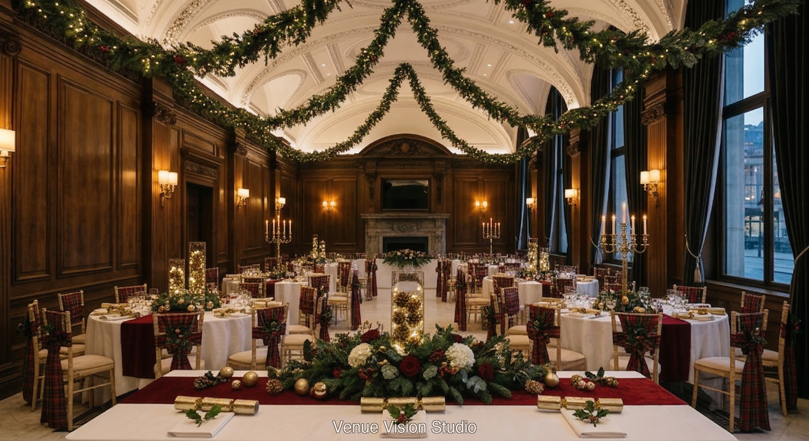 The Coppergate Hotel - Reception Room - Christmas wedding theme - AI Visualisation