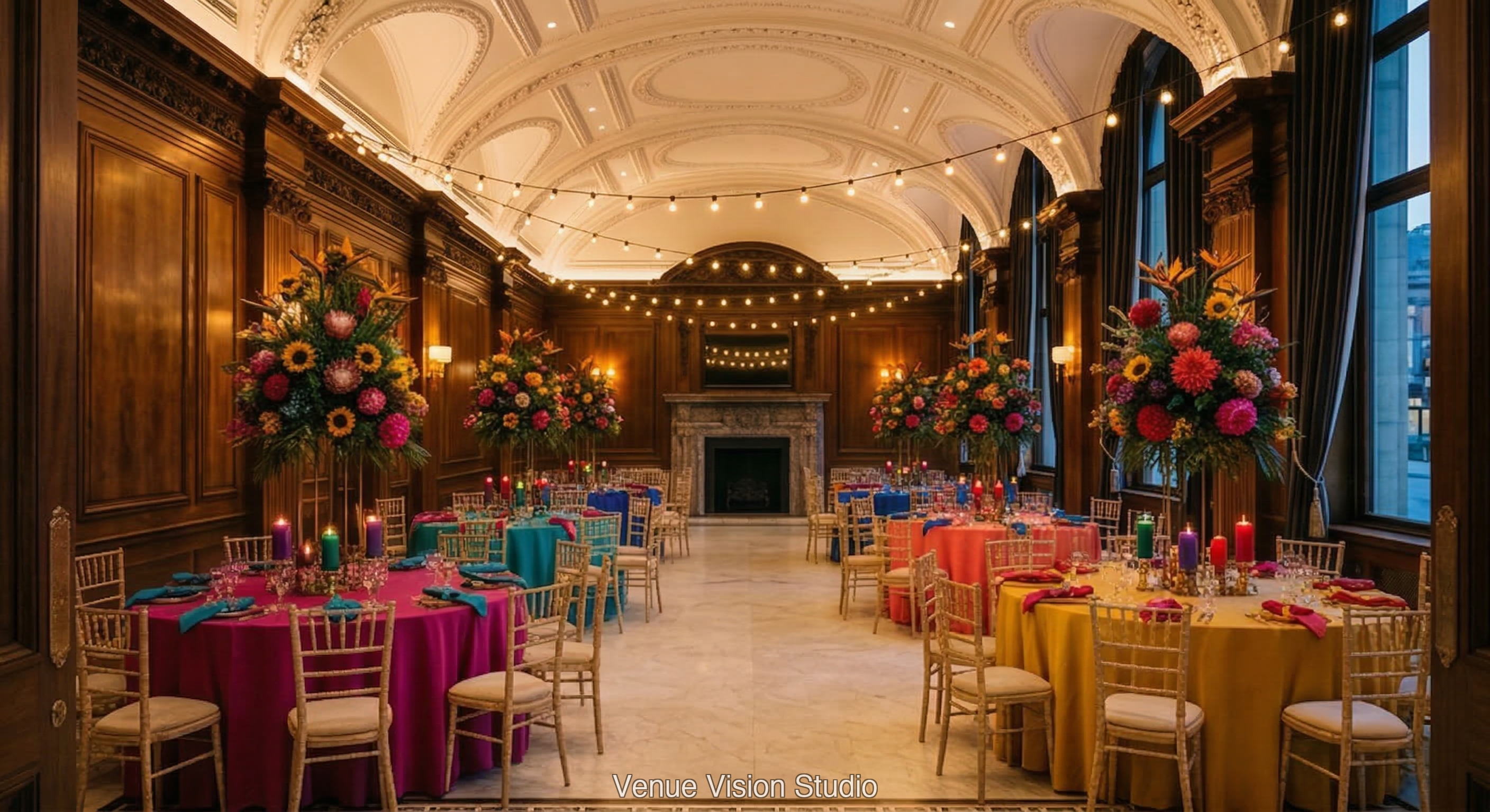 The Coppergate Hotel - Reception Room - True Colours wedding theme - AI Visualisation