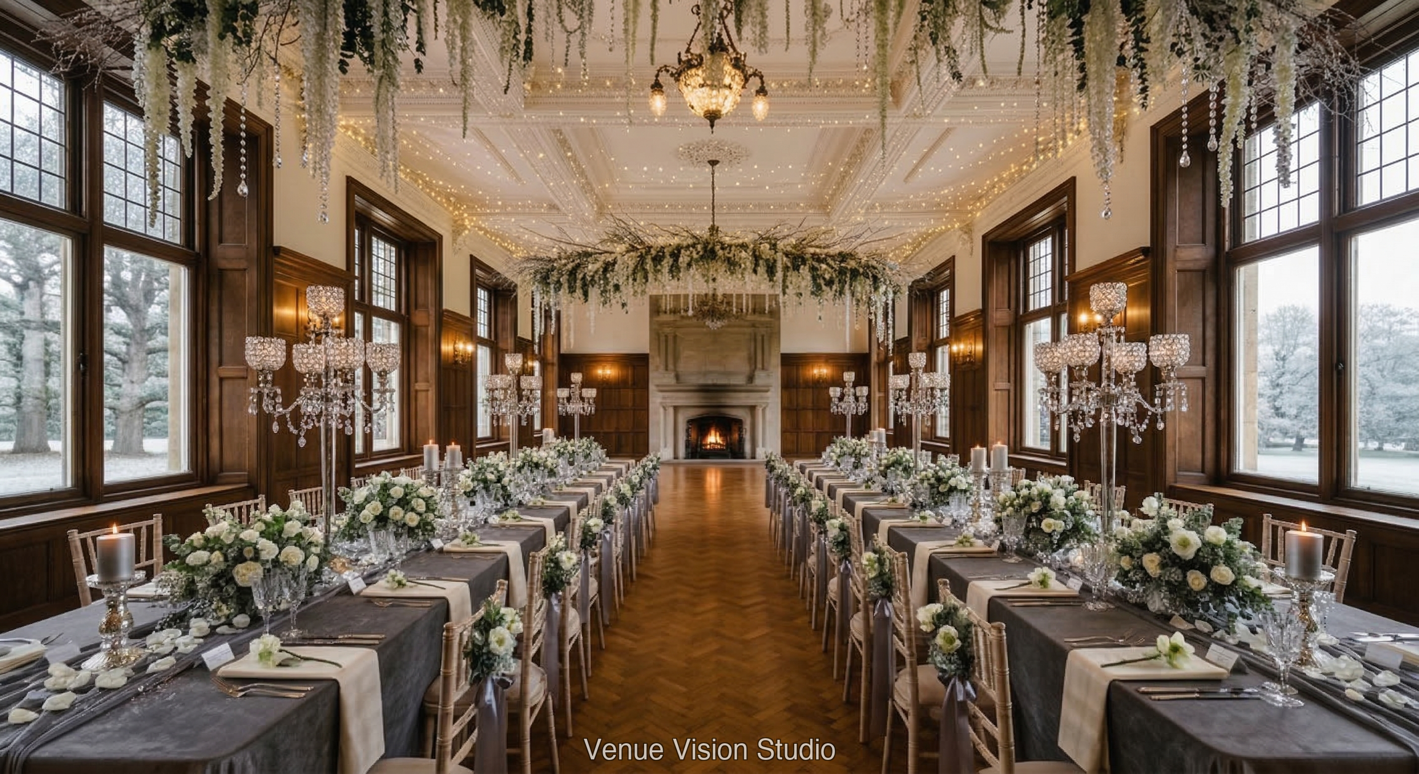 Coppergate Links - Reception Room - Winter Wonderland wedding theme - AI Visualisation