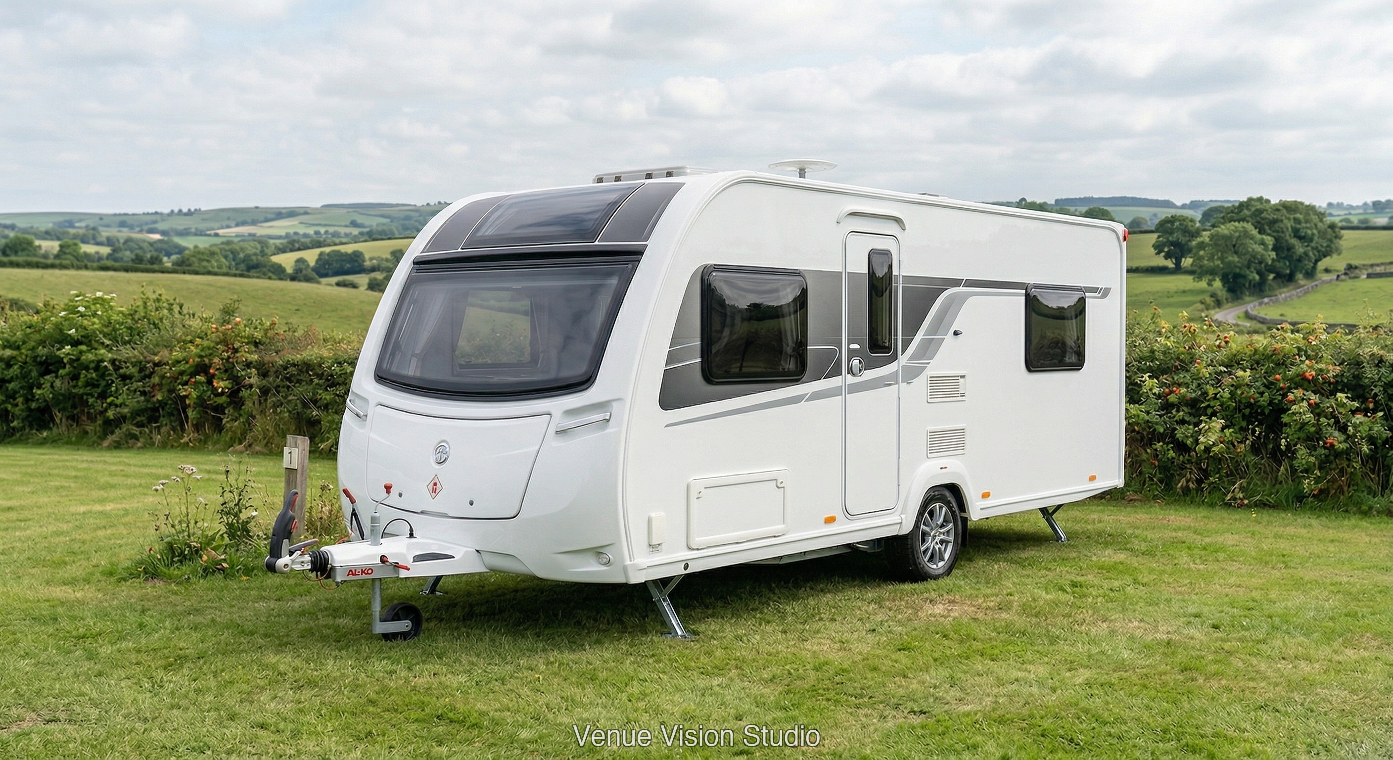 Caravan in rolling English countryside