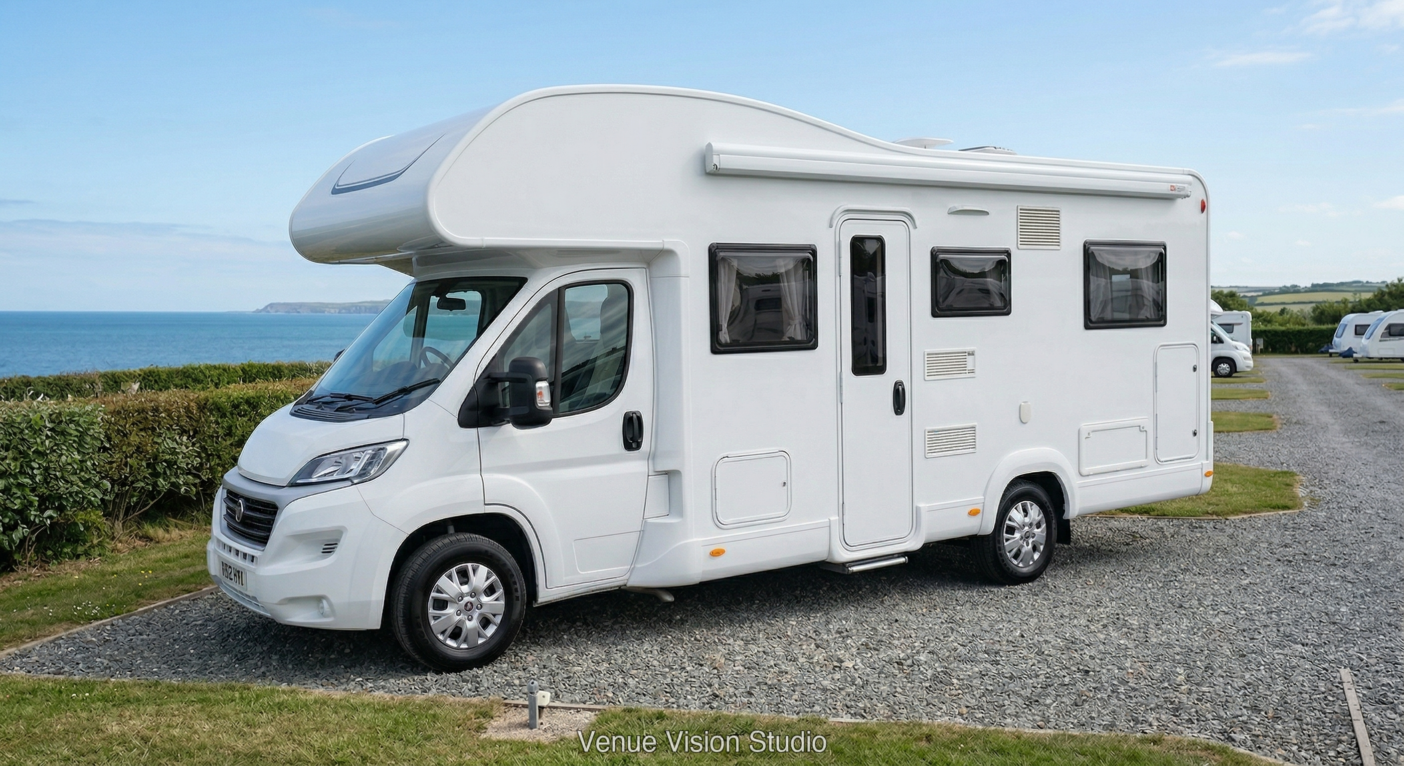 Motorhome at a coastal touring park